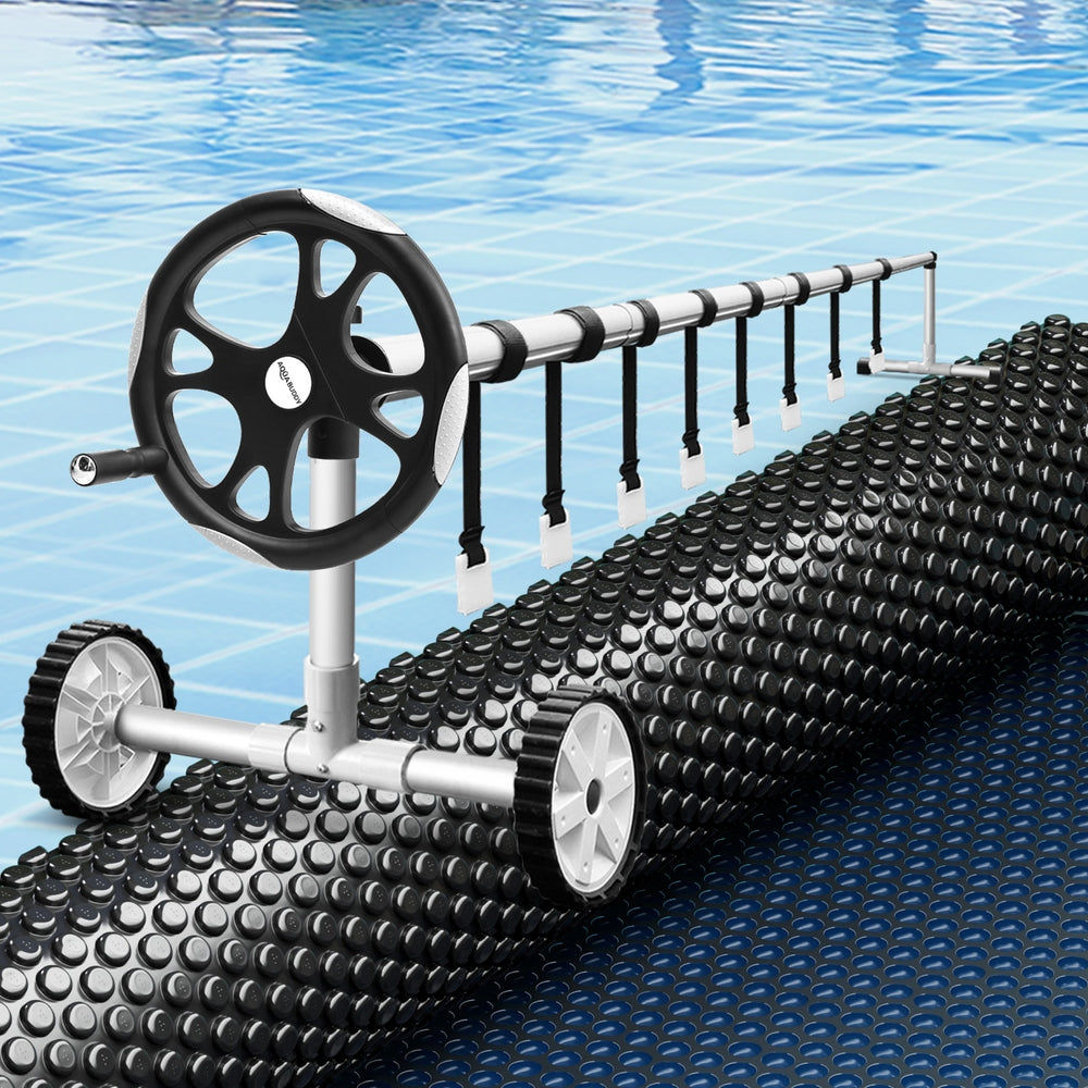Aqua Buddy Pool Cover 600 Micron 11x4.8m w/ Roller 5.55m Swimming Pools Black Solar Blanket