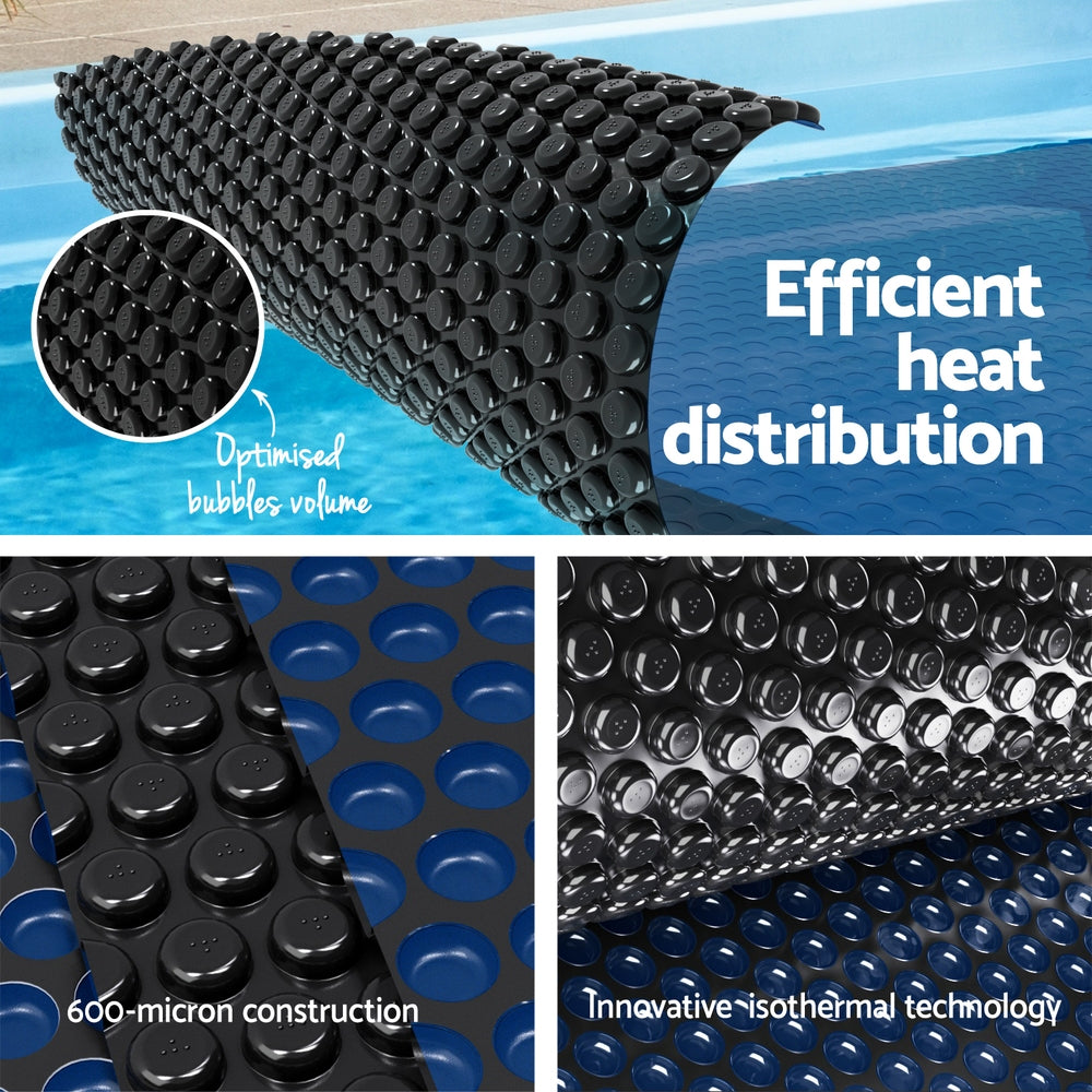 Aqua Buddy Pool Cover 600 Micron 7x4m w/ Roller 5.55m Swimming Pools Black Solar Blanket