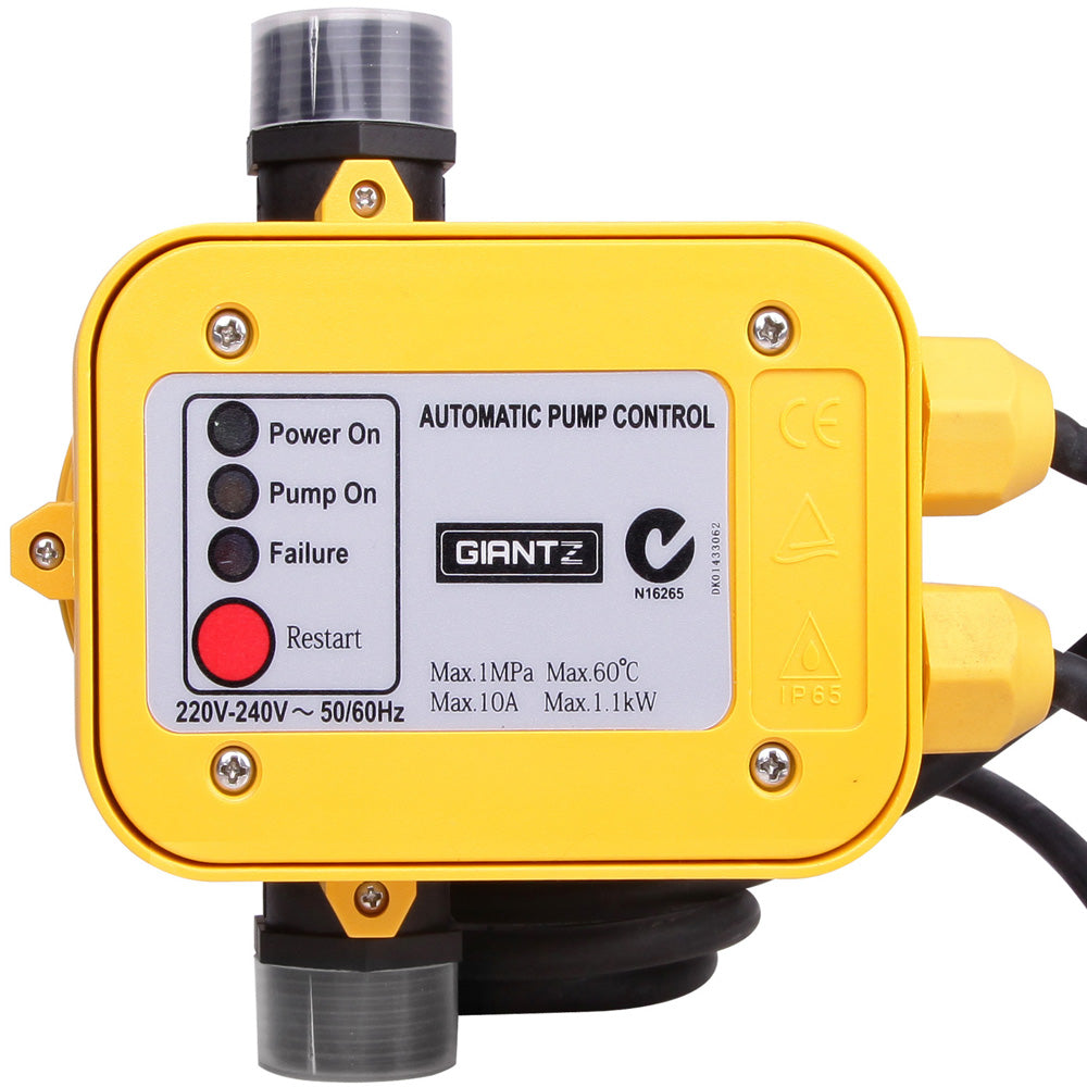 Giantz Water Pressure Pump Controller Auto Switch Control Electric Electronic Yellow