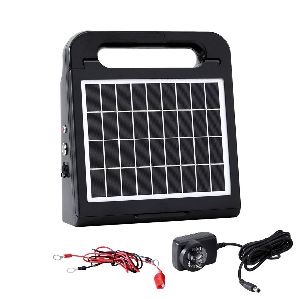 Giantz 10km Electric Fence Energiser Solar Energizer Charger Farm Animal 0.3J