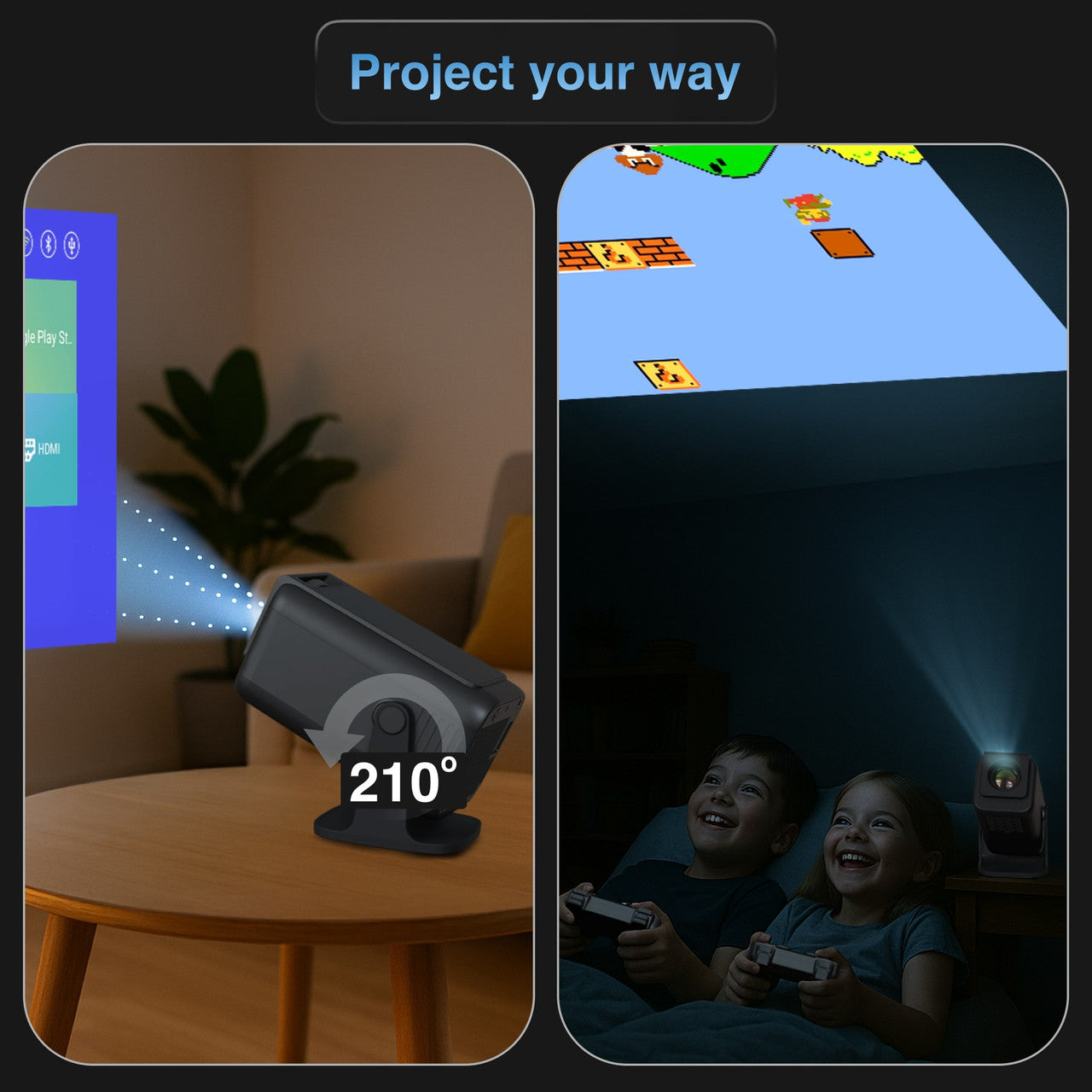 Smart Gaming Projector with 80 Games Dual Controllers