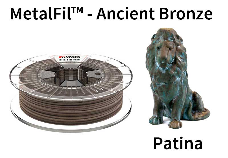 Copper feel PLA based filament MetalFil 2.85mm Ancient Bronze 750 gram 3D Printer Filament