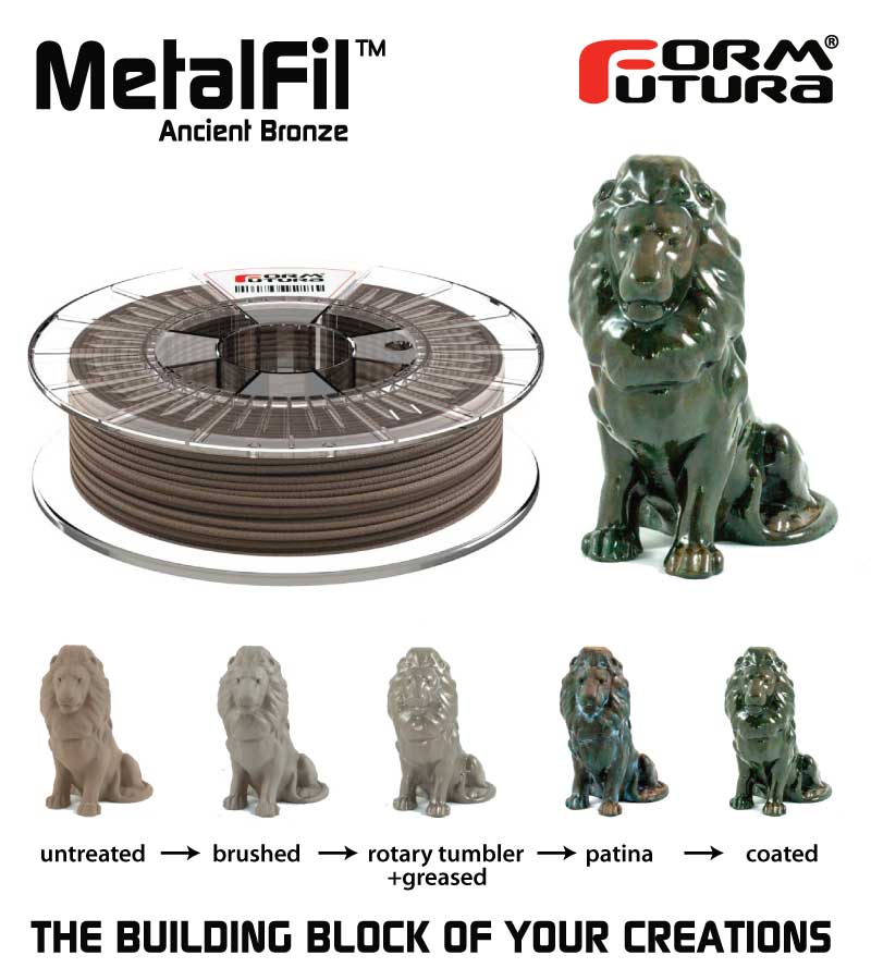 Copper feel PLA based filament MetalFil 2.85mm Ancient Bronze 750 gram 3D Printer Filament