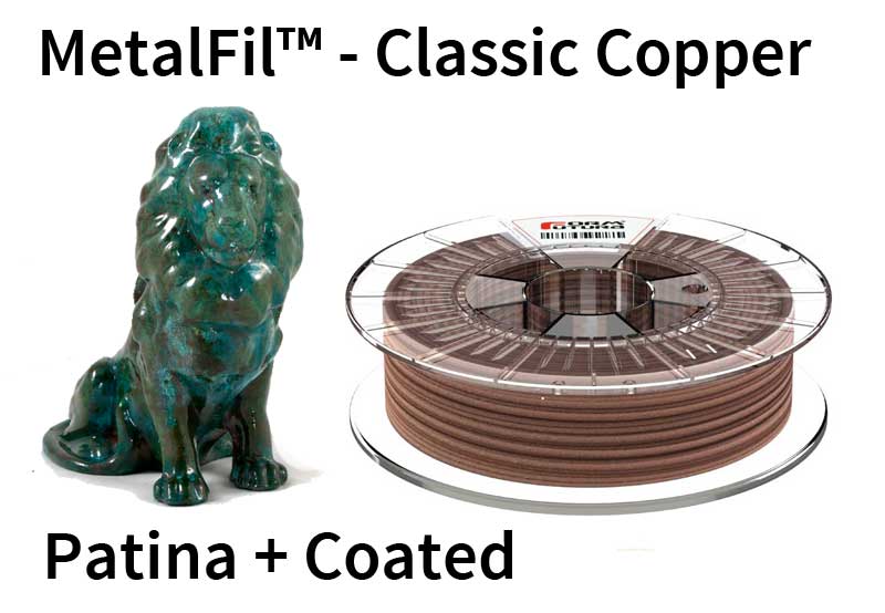 Copper-filled PLA based filament MetalFil 2.85mm Classic Copper 750 gram 3D Printer Filament