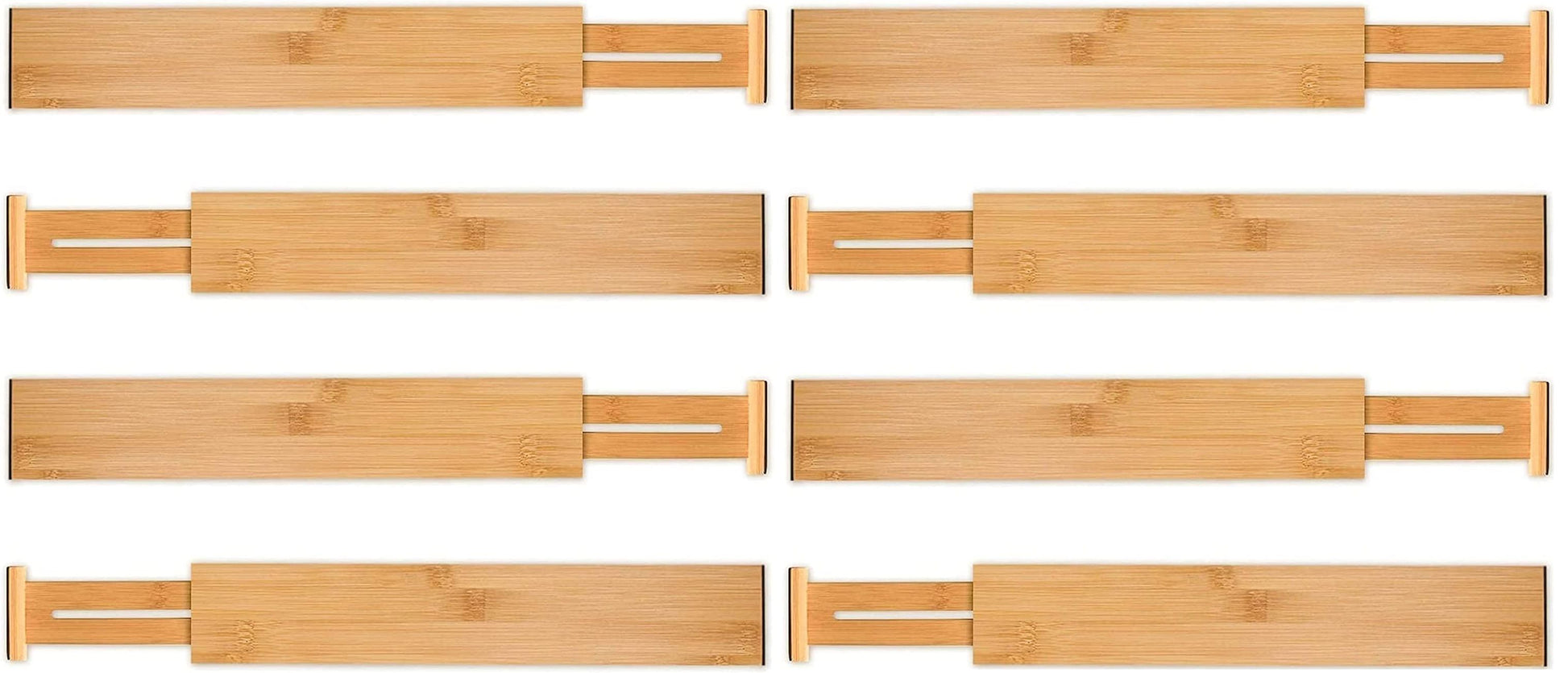 8 Pack Bamboo Adjustable Kitchen Drawer Dividers (Large, 44-55 cm)