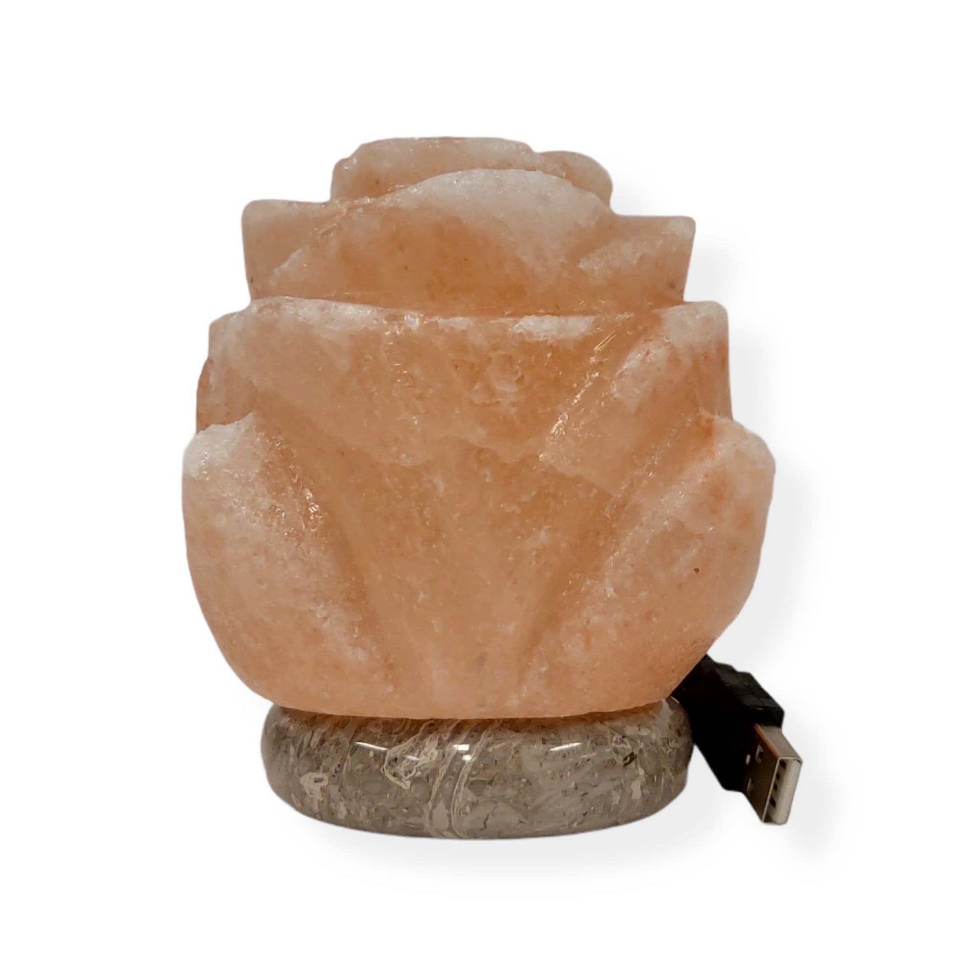 USB Colour Changing Salt Himalayan Lamp - Flower Shape Pink Rock LED Light