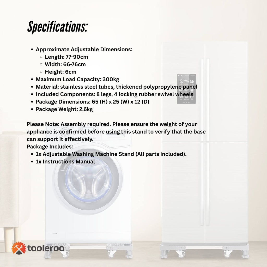 Adjustable Appliance Base Stand - Lock Wheel Trolley For Washing Machine Fridge