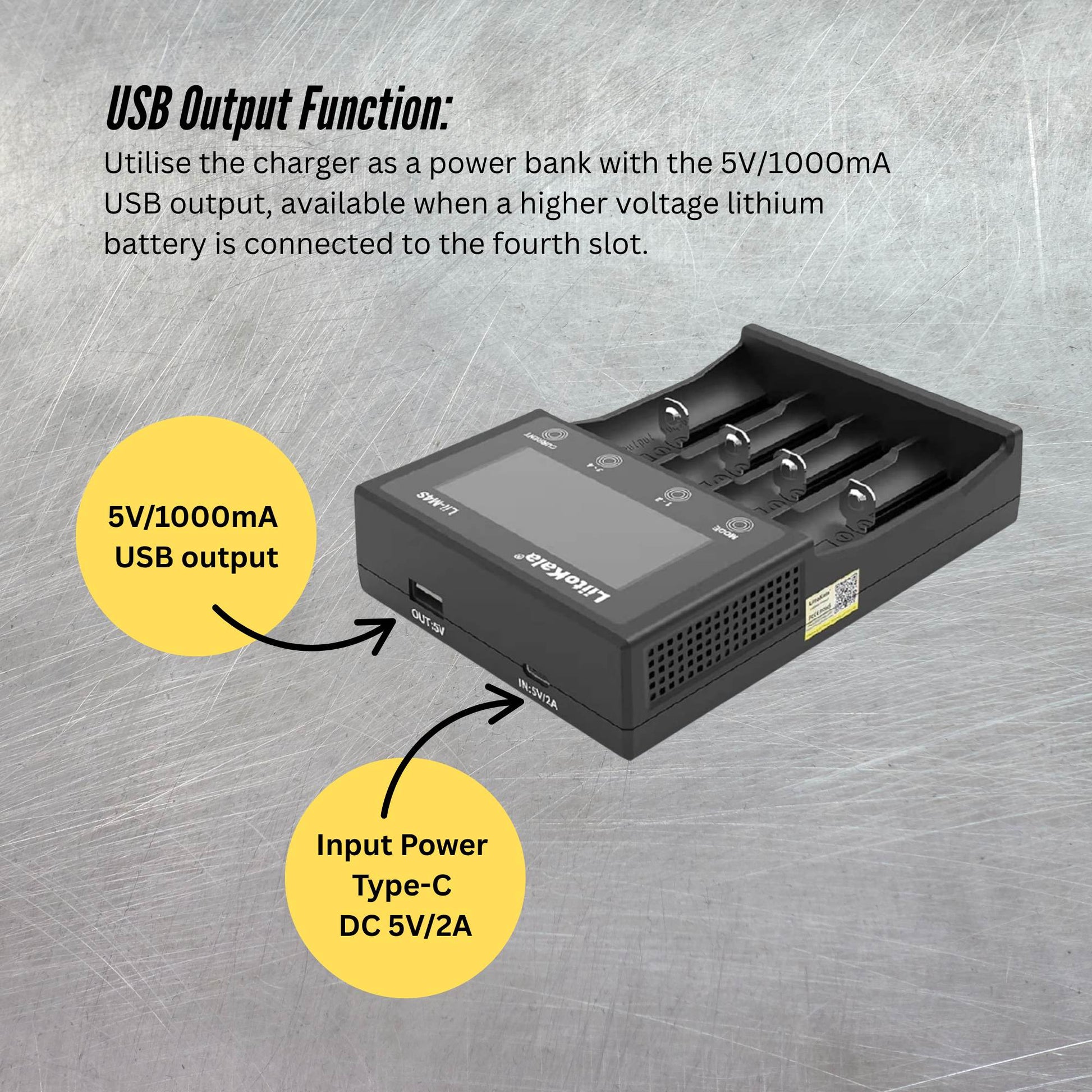 LiitoKala Lii-M4S Battery Charger LCD 4-Slot USB Li-ion NiMH Test Discharge Mode