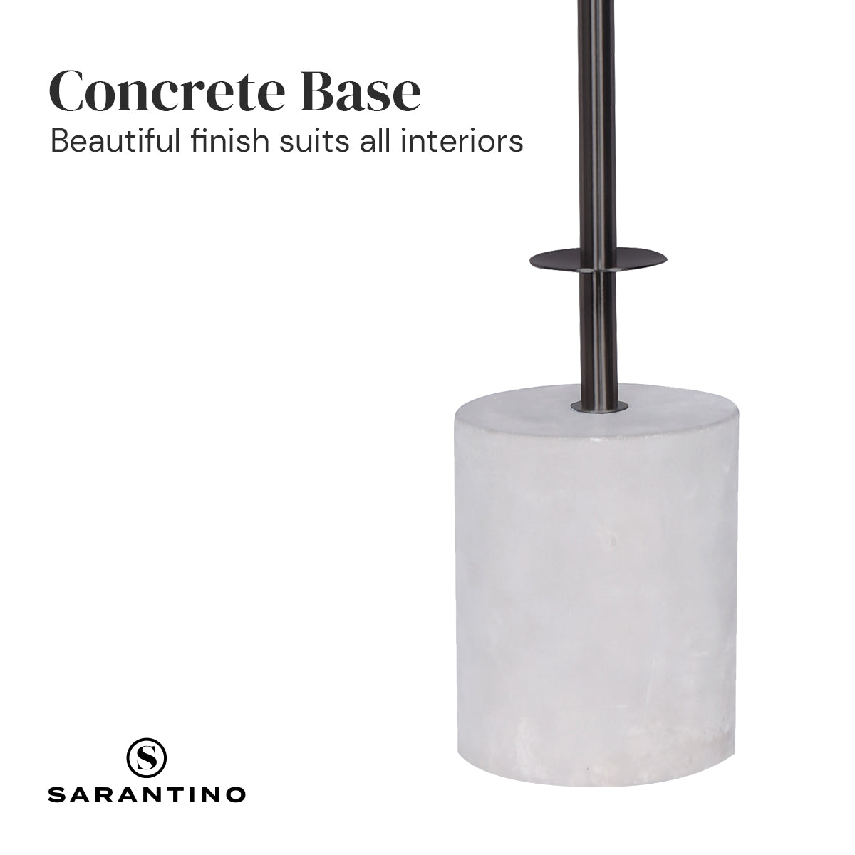Sarantino Concrete & Metal Table Lamp with Ghost-White Linen Drum Shade