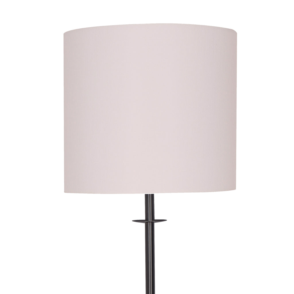 Sarantino Concrete & Metal Table Lamp with Ghost-White Linen Drum Shade