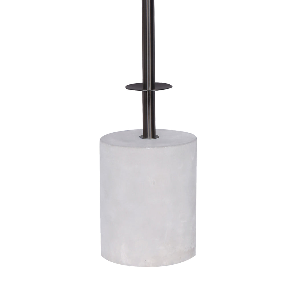 Sarantino Concrete & Metal Table Lamp with Ghost-White Linen Drum Shade