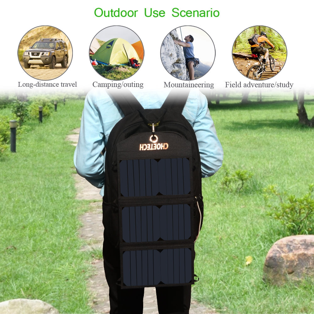 19W Portable Solar Panel Charger SunPower Panels Dual USB Charger for Outdoors