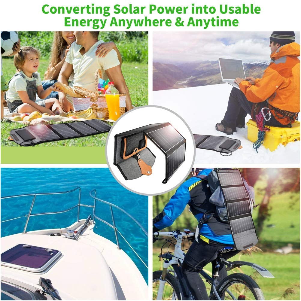 22W Portable Waterproof Foldable Solar Panel Charger (Dual USB Ports)