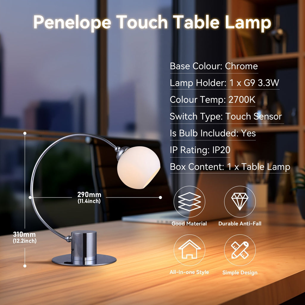 Penelope Touch Table Lamp - Chrome
