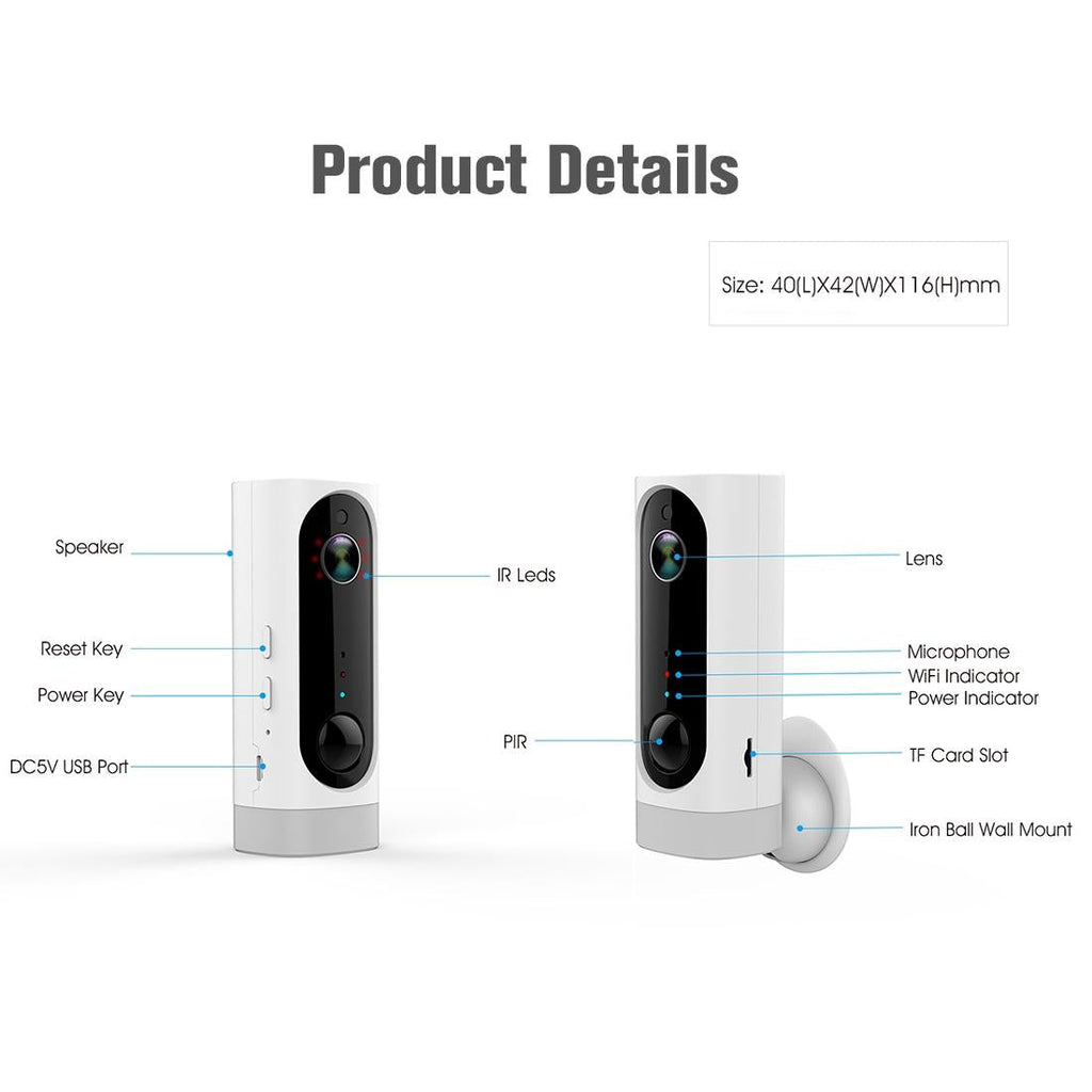 720P Wifi Camera With Night Vision Motion Detection Two-Way Audio And Rechargeable Battery