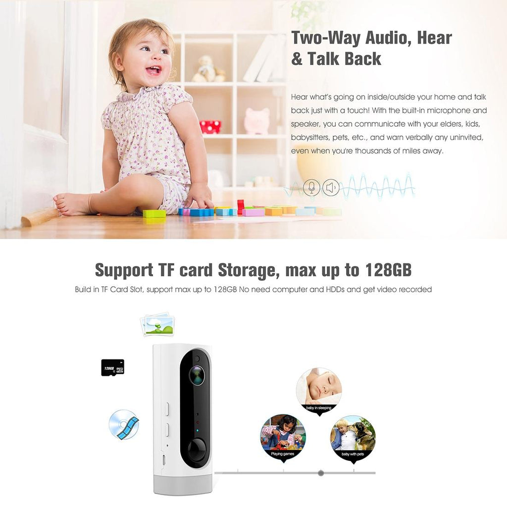 720P Wifi Camera With Night Vision Motion Detection Two-Way Audio And Rechargeable Battery