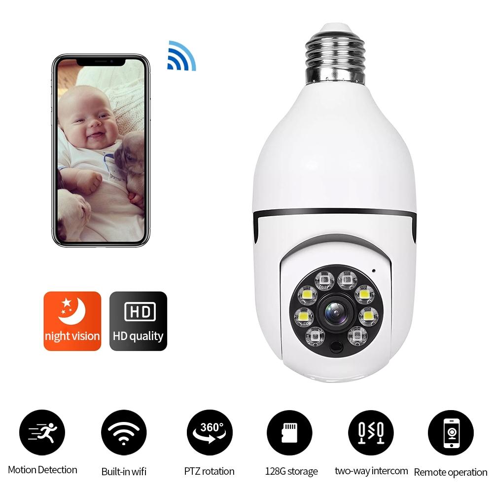 2Mp Hd Wifi Light Bulb Camera With Motion Detection Two-Way Audio Night Vision And Tf Card Support