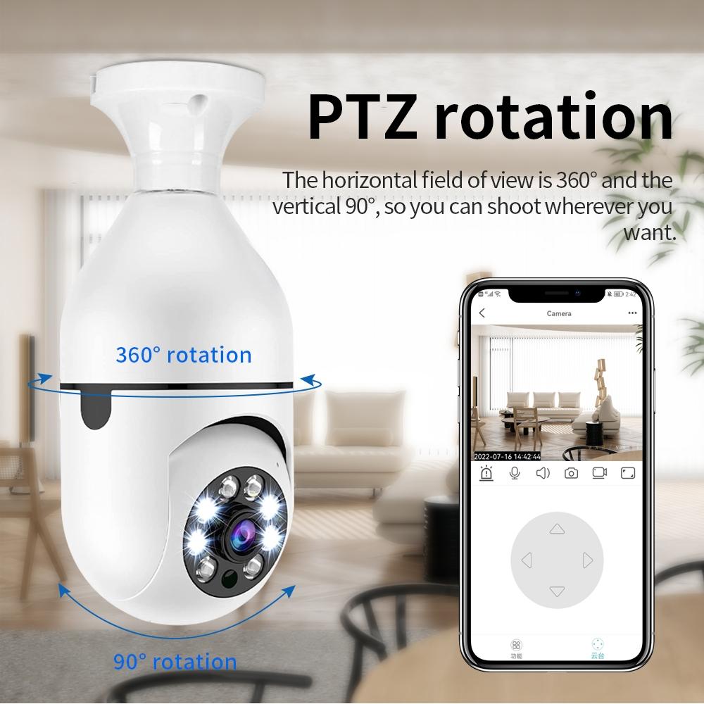 2Mp Hd Wifi Light Bulb Camera With Motion Detection Two-Way Audio Night Vision And Tf Card Support
