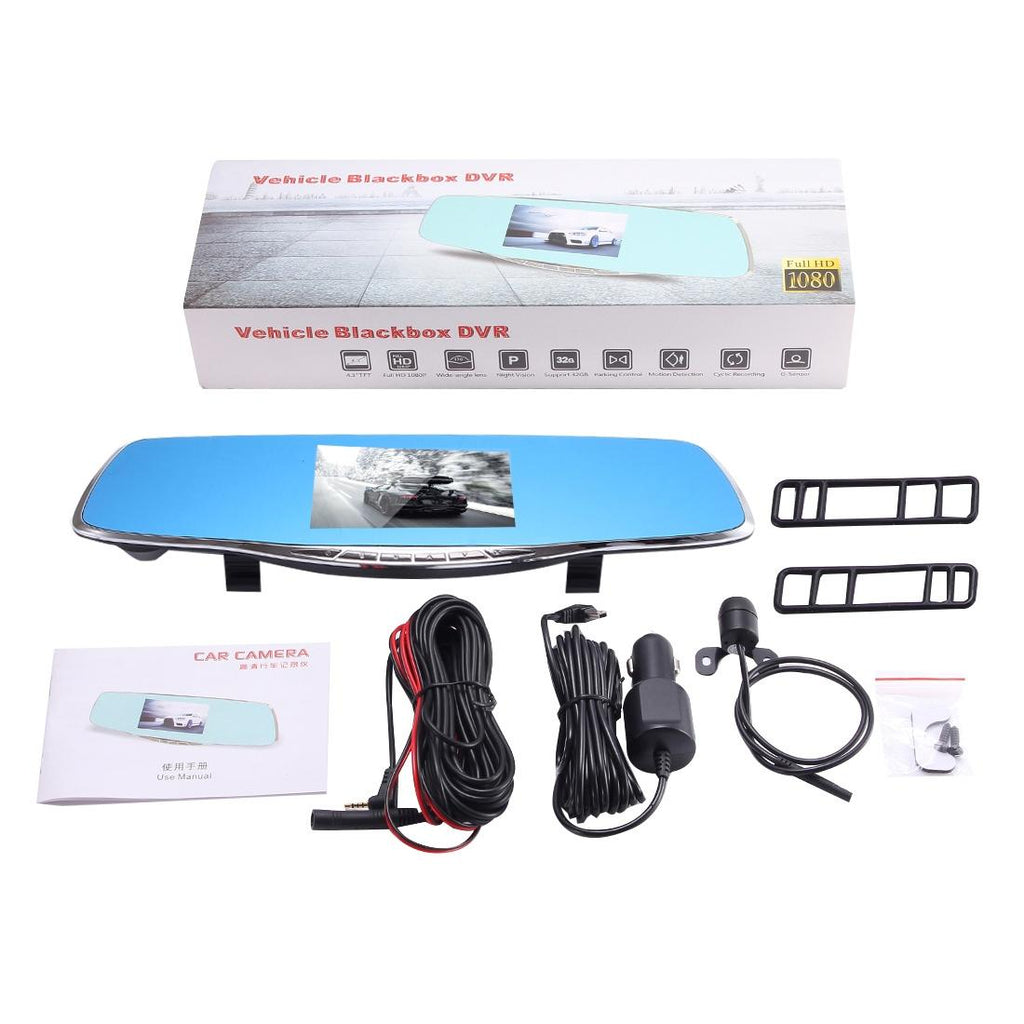 4.3 Hd 1080p Rearview Mirror Vehicle Dvr with Screen Display