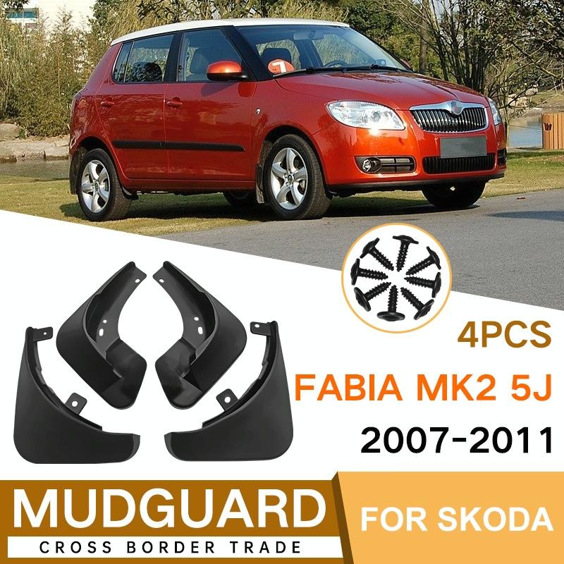 For Skoda Fabia Mk2 5J 2007-2011 4Pcs / Set Car Auto Soft Plastic Splash Flaps Fender Guard
