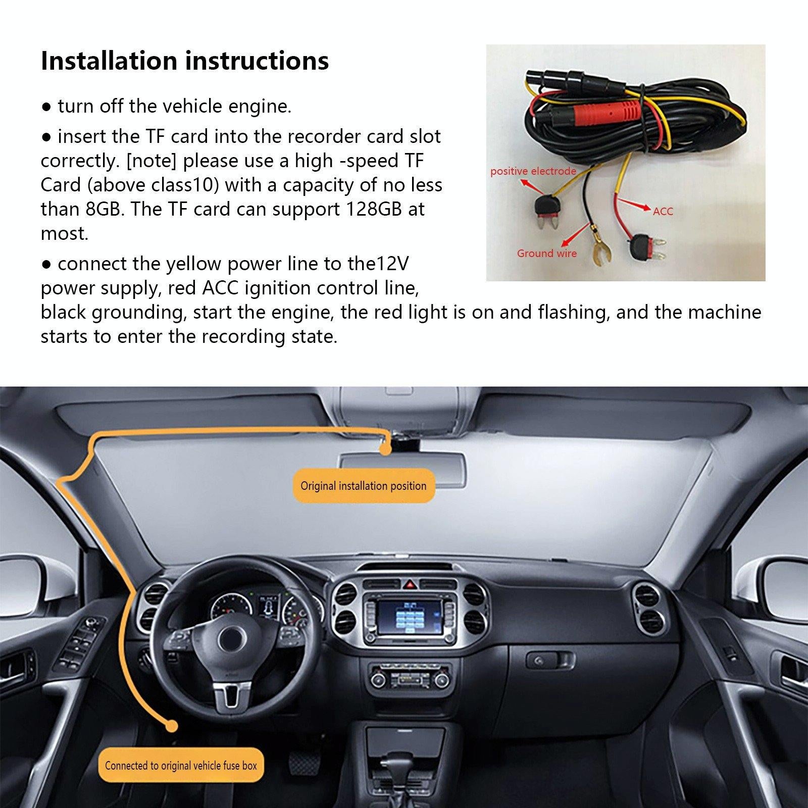 Hd Dual Camera Car Dash Cam with Night Vision and Wifi