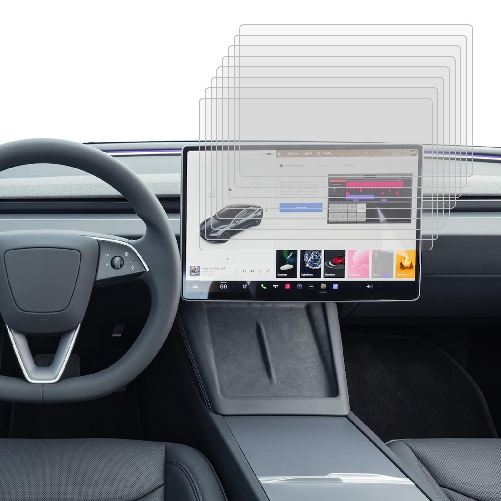 25-pack Tempered Glass Film for Car Navigator Protection - For Tesla Model 3 2024