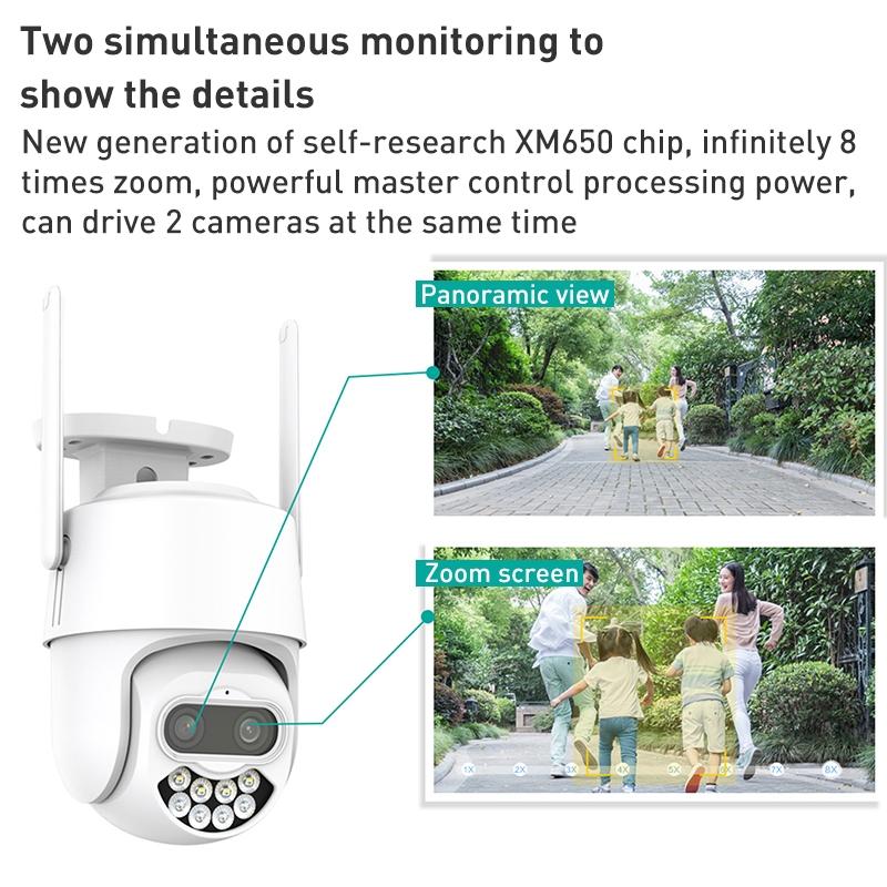 400W Dual Screen Dual Channel Ip Camera With Synchronous Monitoring