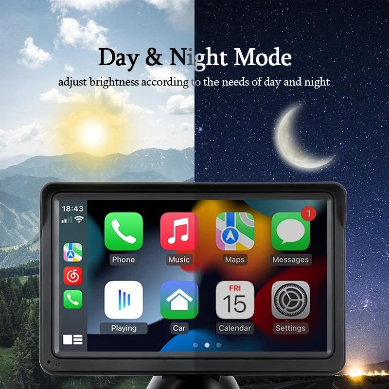 7 Inch Bluetooth 5.0 Carplay Monitor - Portable Compatible With Most Vehicles - Display