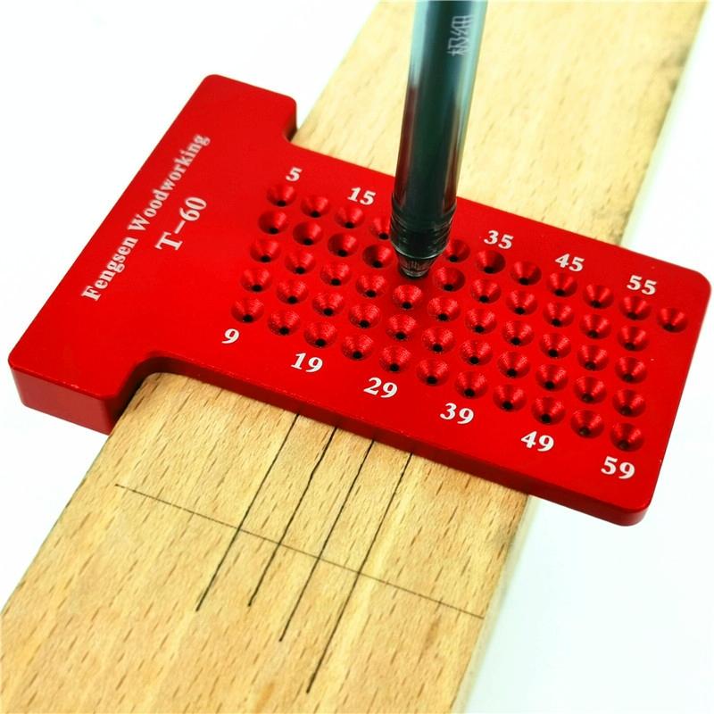 Marking Ruler for Woodworking T-shaped Holes