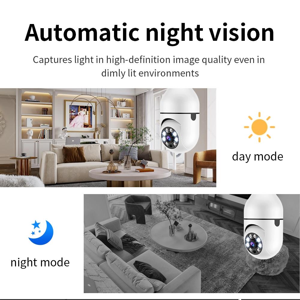 Smart Wifi Light Bulb Camera With Hd 2Mp Resolution Motion Detection Two-Way Audio Night Vision And 16G Tf Card
