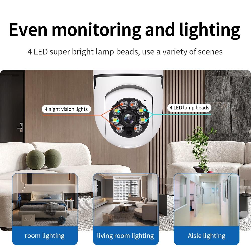 Smart Wifi Light Bulb Camera With Hd 2Mp Resolution Motion Detection Two-Way Audio Night Vision And 16G Tf Card