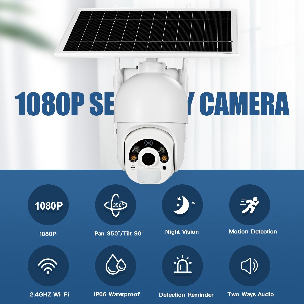 Solar-Powered Wifi Camera With 1080P Hd Pir Alarm Night Vision And Two-Way Audio