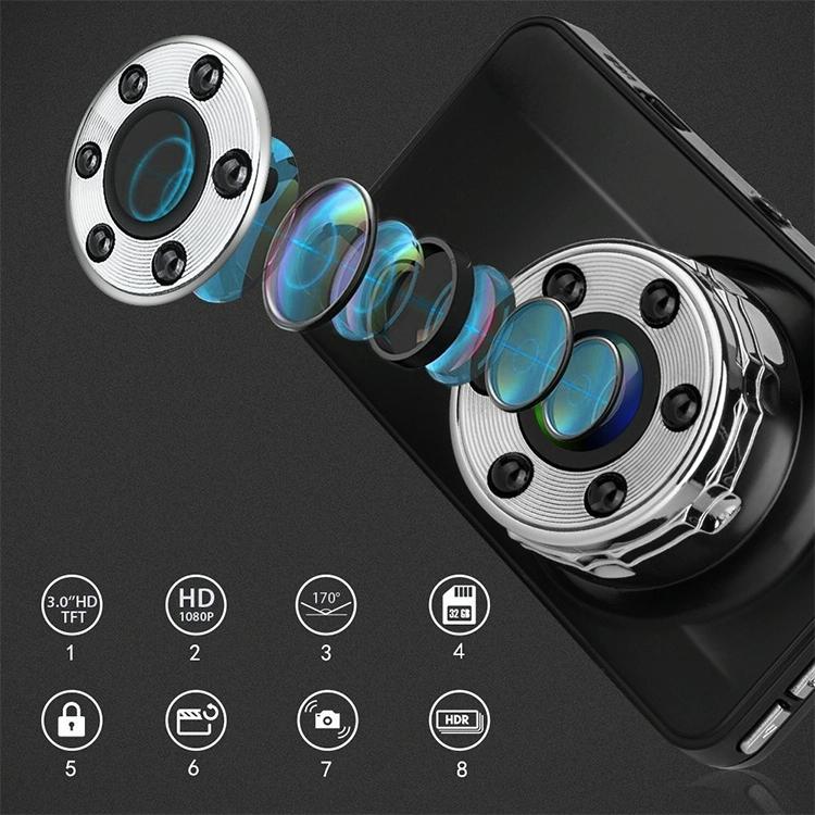 Hidden Dual-lens Car Dvr with Reversing Video Monitor