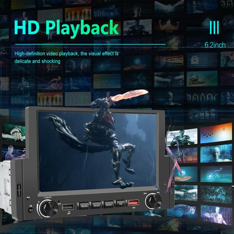 6.2 Inch Single Butt Carplay Car Monitor - Universal Wired Mp5 Player - Standard + 4 Light Camera