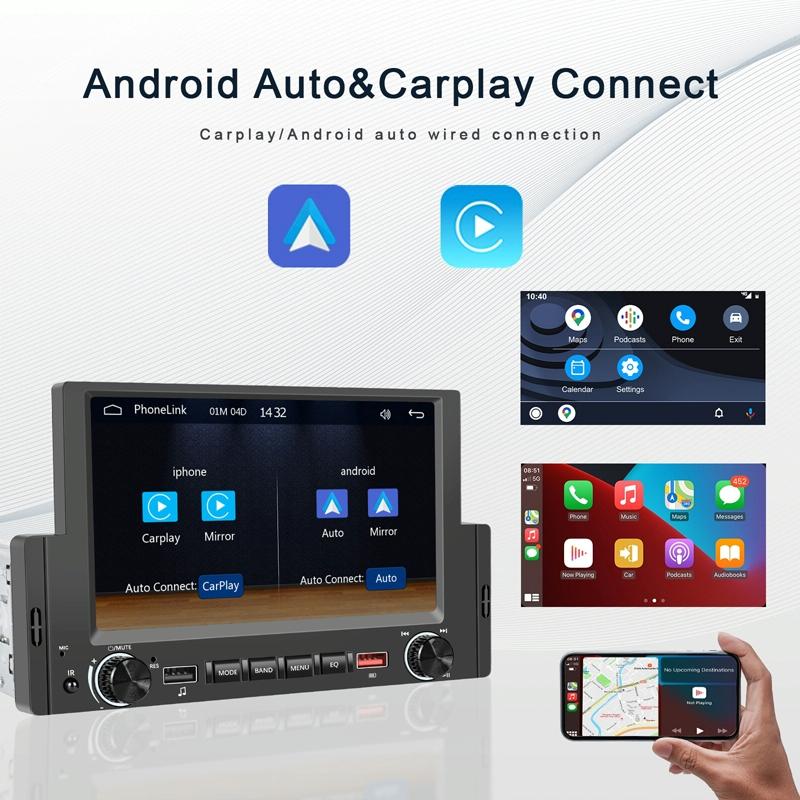 6.2 Inch Single Butt Carplay Car Monitor - Universal Wired Mp5 Player - Standard + 4 Light Camera