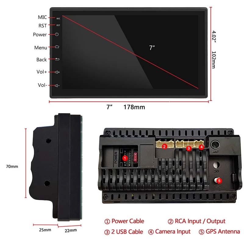7 Inch Android Navigation Wifi Car Mp5 Player 1 + 32G Gps Bluetooth 2.5D Screen Standard + 4Lights Camera