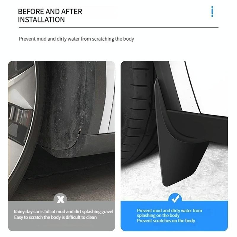 For Tesla Model 3 2024 4Pcs / Set Car Fenders Mud Flap Modification Accessories