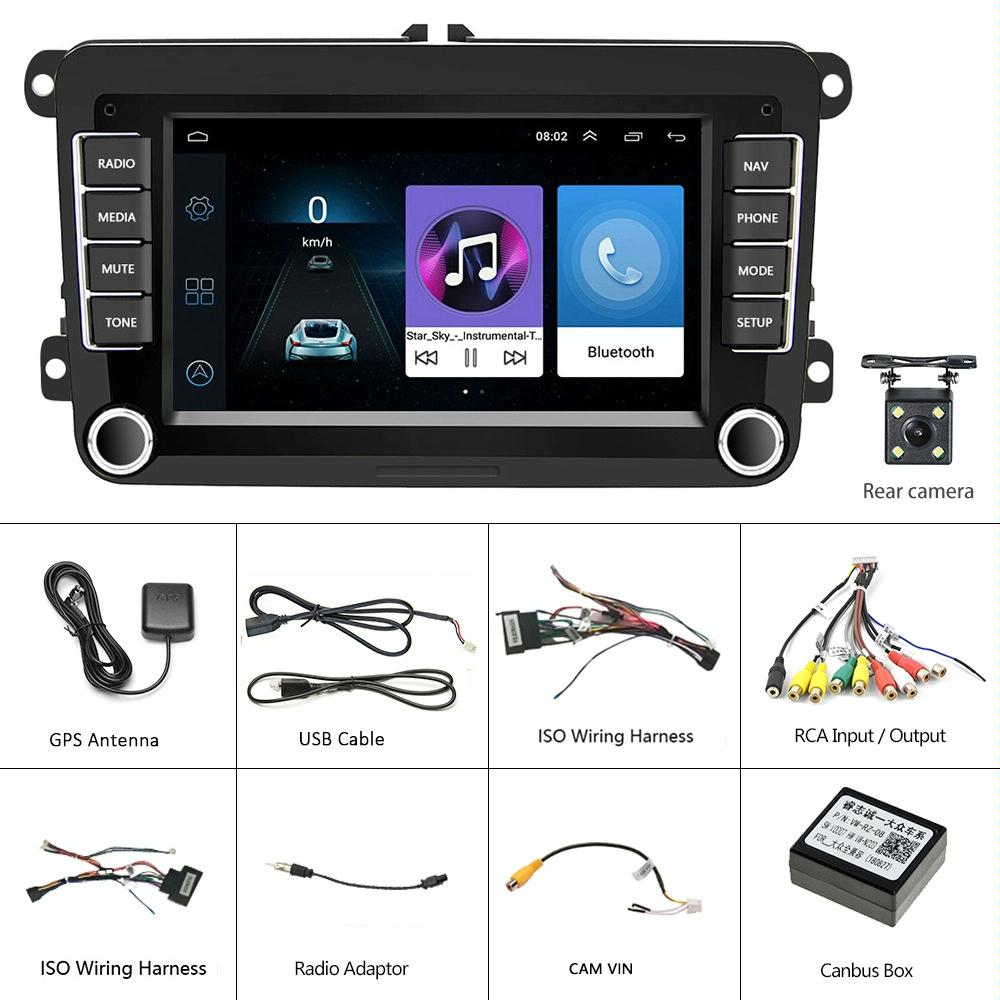 7 Inch Android Car Navigation Player With Wireless Carplay - 1 + 16G - Fits Volkswagen - 4Lights Camera