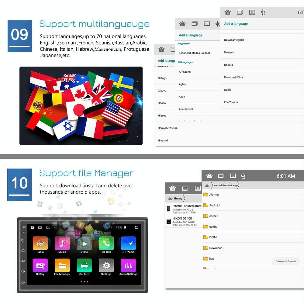 7 Inch Android Wifi Car Navigation Reversing Video Player - 2 + 32G Standard + 4Lights Camera