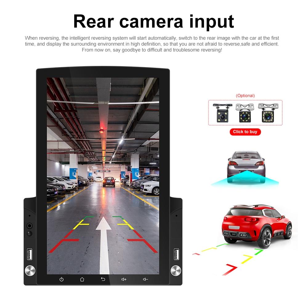9.7 Inch Vertical Screen Android Car Mp5 Player With Hd 2.5D Glass Standard + 4 Lights Camera