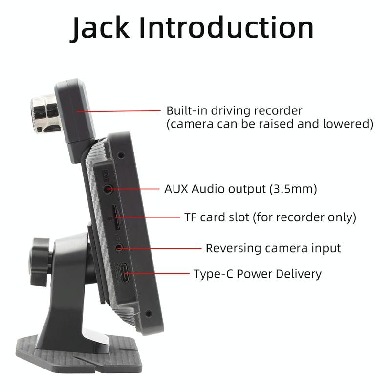 Portable Car Bluetooth Dvr Monitor - Supports Carplay / Android Auto - Display + Camera