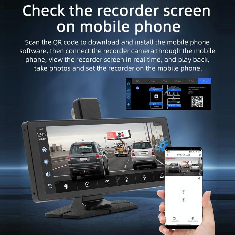 Portable Car Bluetooth Dvr Monitor - Supports Carplay / Android Auto - Display + Camera