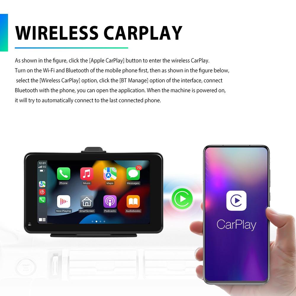 7 Inch Hd Smart Screen With Wireless Carplay & Android Auto + Camera