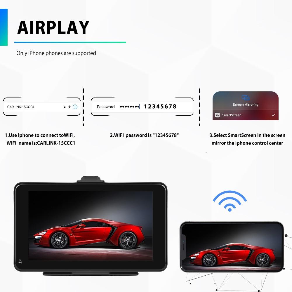 7 Inch Hd Smart Screen With Wireless Carplay & Android Auto + Camera