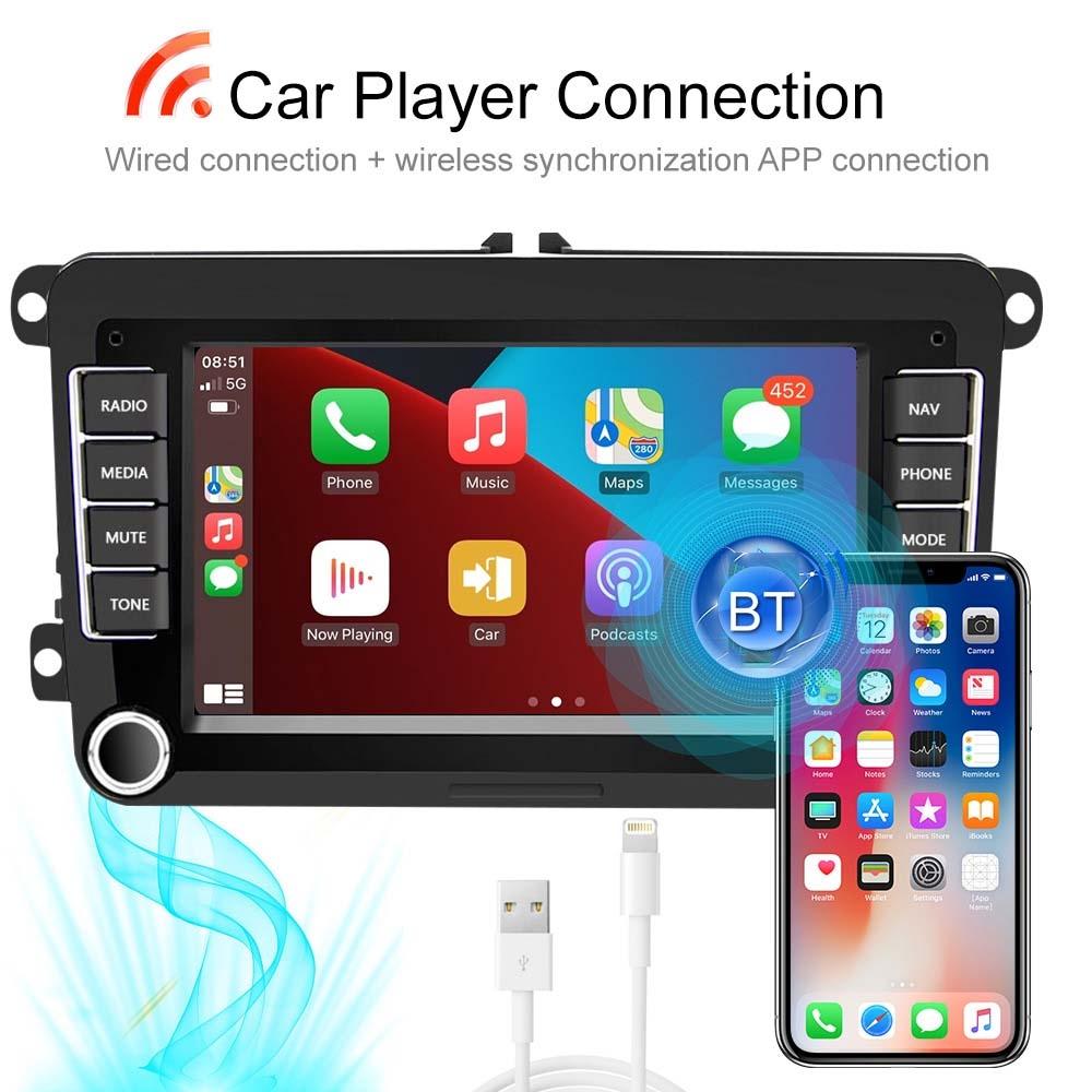 7 Inch Android Car Navigation Player For Volkswagen - 2 + 32G Wireless Carplay - Standard + 4Lights Camera
