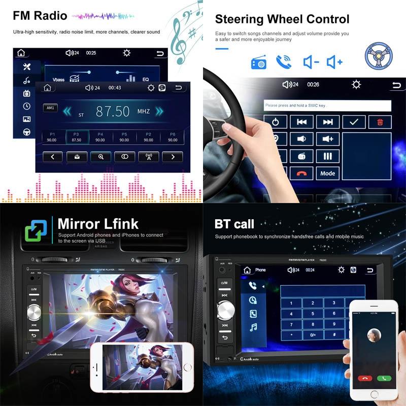 6.2 Inch Dual Spindle Hd Car Mp5 Player With Carplay - Standard + 4 Camera
