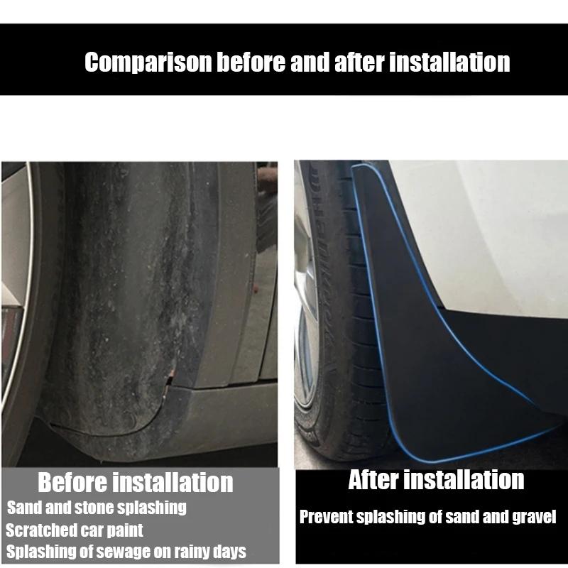 For Tesla Model Y Car Punch-Free Front And Rear Wheel Soft Rubber Fender Guard - Carbon Fiber - Carbon Fiber