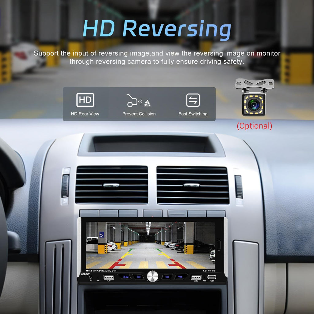 6.9 Inch Car Mp5 Player With Carplay Function & Backup Camera - Standard + 12 Light Camera