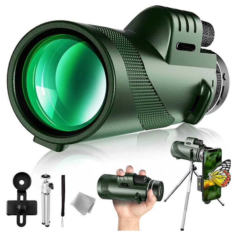 High Power Hd Monocular With Night Vision Clip & Tripod - 40X60