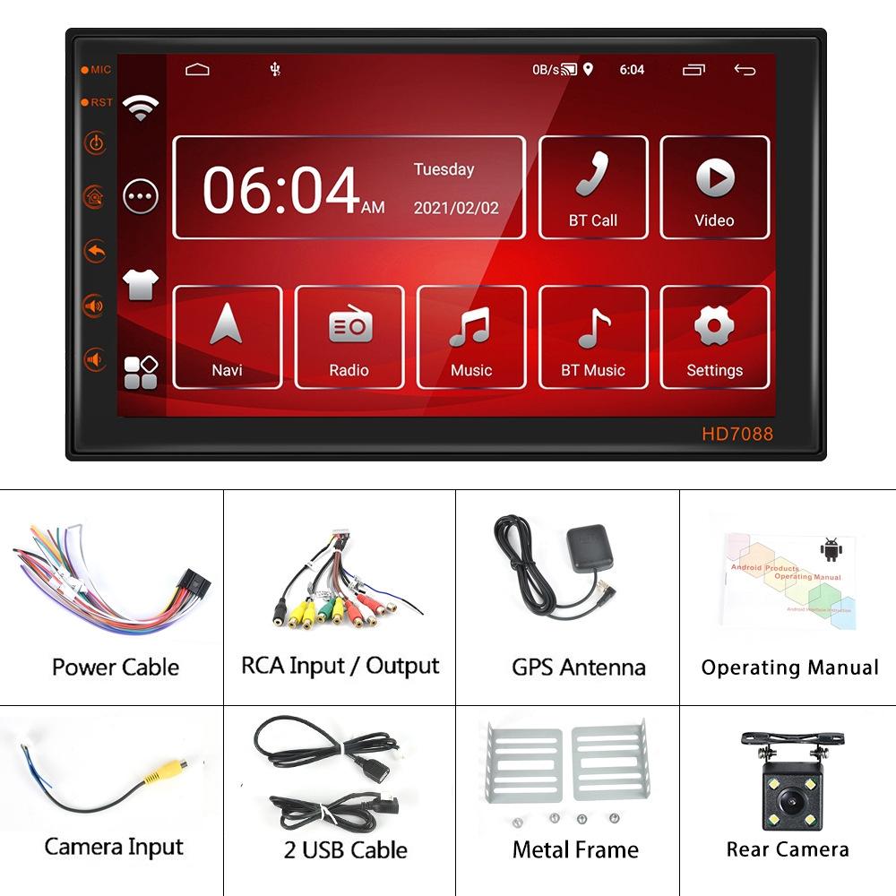 7 Inch Android Navigation Wifi Vehicle Central Control 2 + 16G Screen - Standard + 4Lights Camera